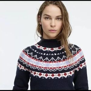 J Crew Rollneck Sweater Fair Isle Navy XL NWT